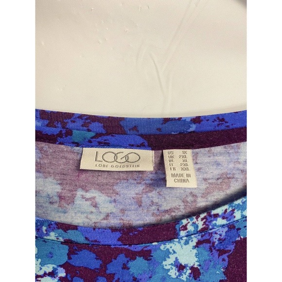 Logo Lori Goldstein Contrasting Colors Sheer Overlay Tunic Colorful Plus Size 1X - Picture 3 of 4